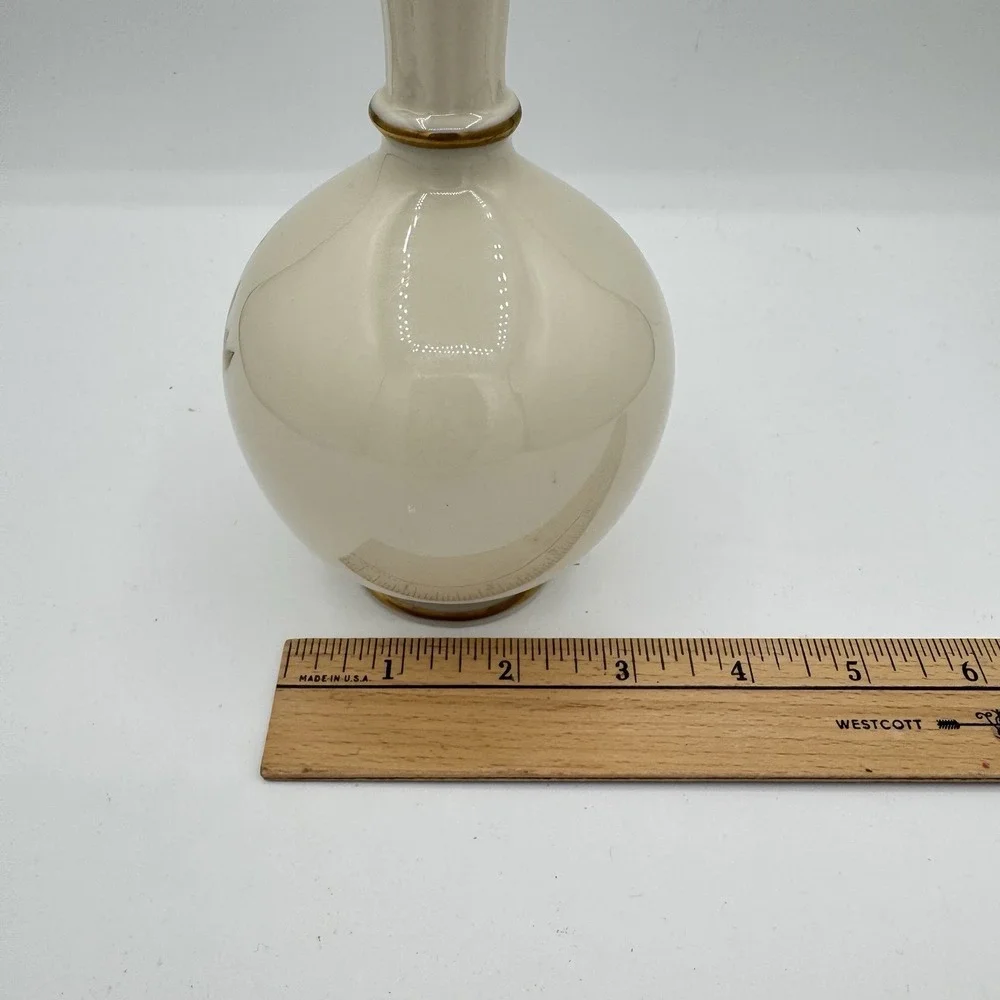 Vintage Lenox Rhodora Rose Bud Vase Ivory 24K Gold Trim USA MCM Grannycore